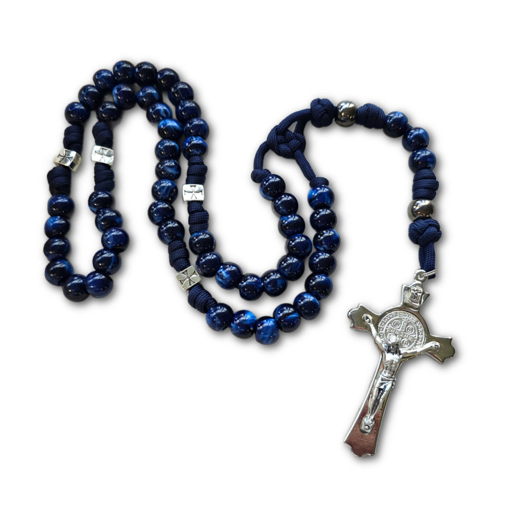 Marian Power Meditation Rosary - Blue Paracord Rugged Rosary