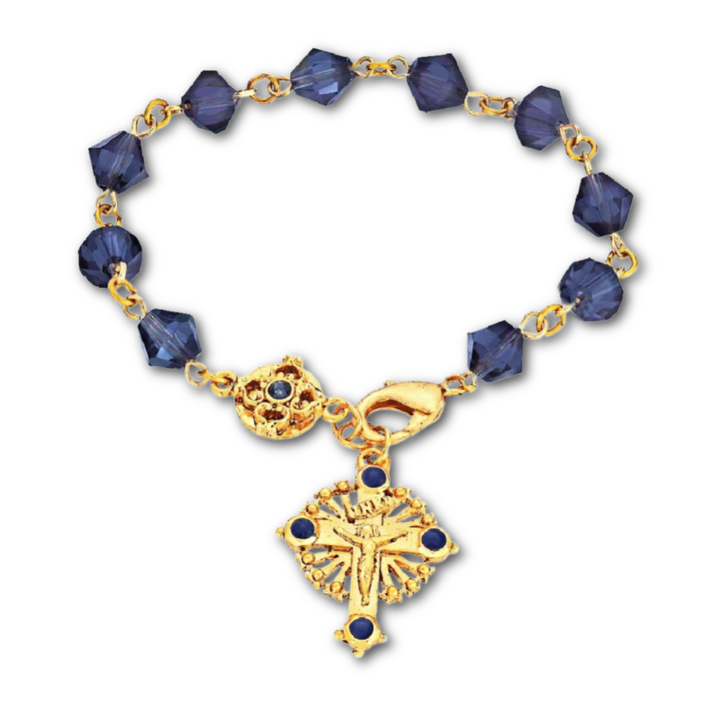 Lovely Gold and Crystal Windows to Heaven Rosary Bracelet