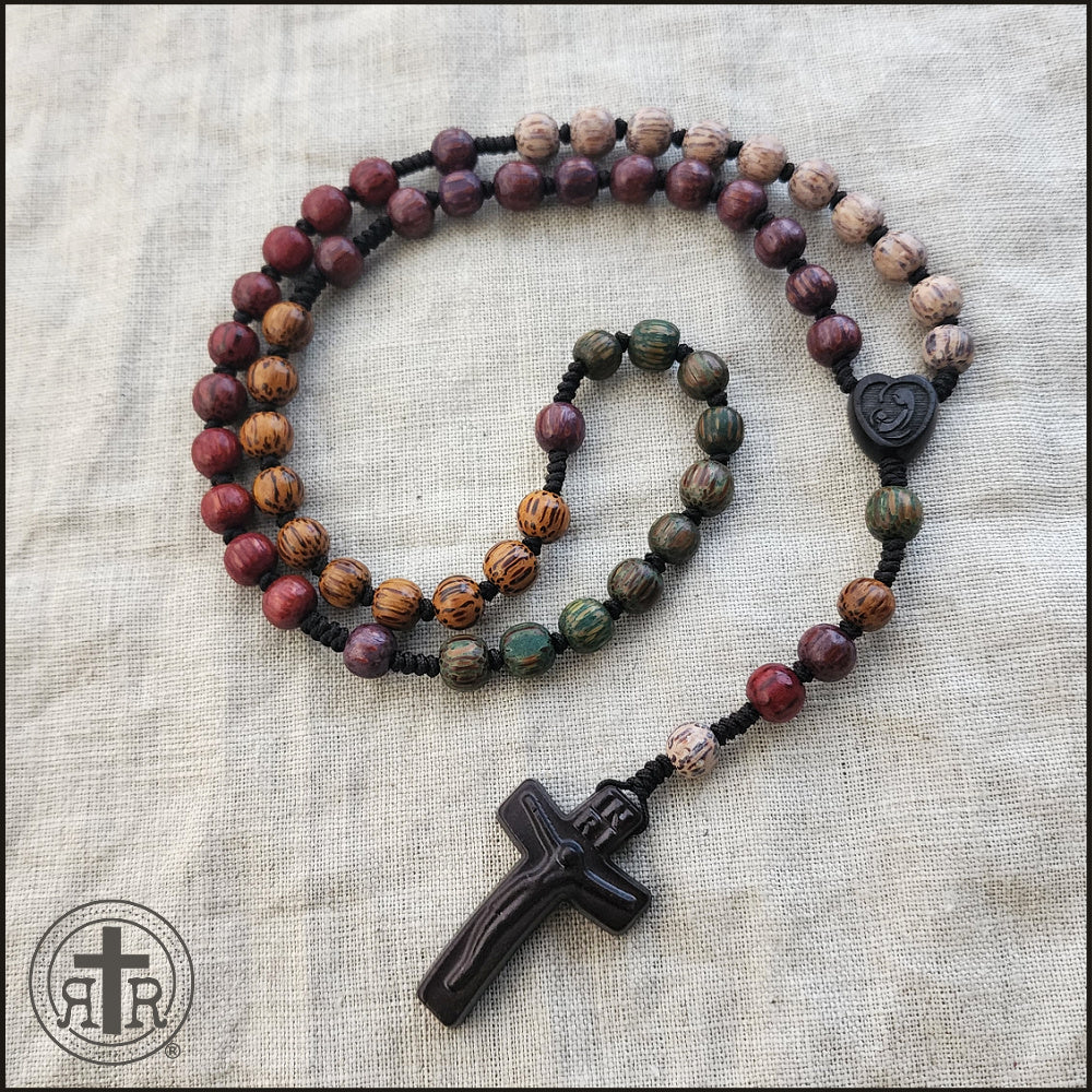 Nature&#39;s Harvest Rosary - Subtly Stained Wood Rosary