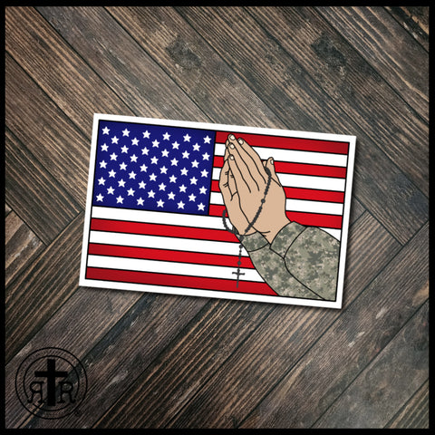 USA Faith and Honor Rosary Sticker - Patriotic Faith Sticker