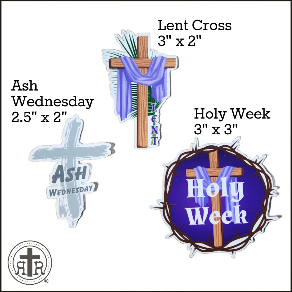 Holy Week Stickers - Catholic Faith Stickers - Set of 3