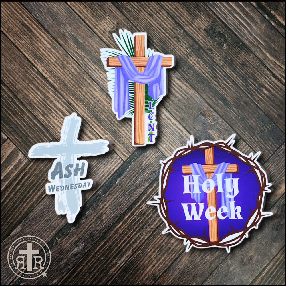 Holy Week Stickers - Catholic Faith Stickers - Set of 3