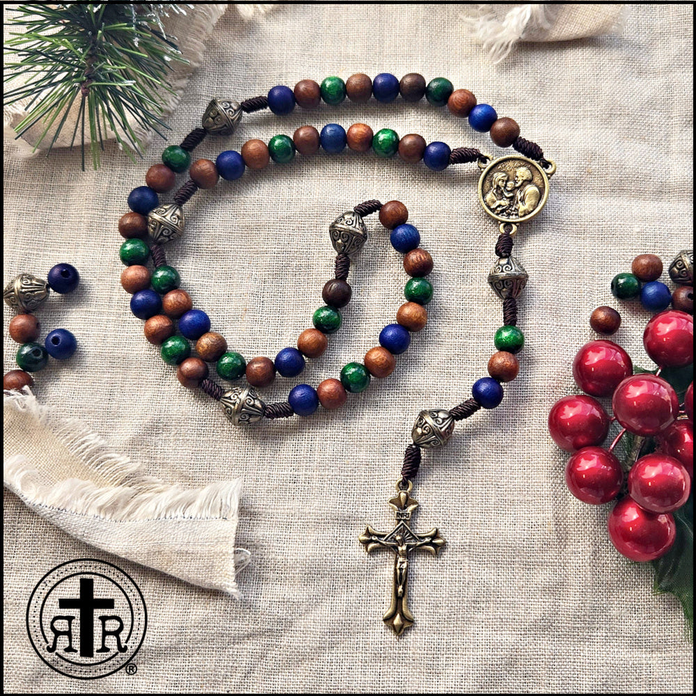 Holy Family Wooden Rosary - New colors for Christmas