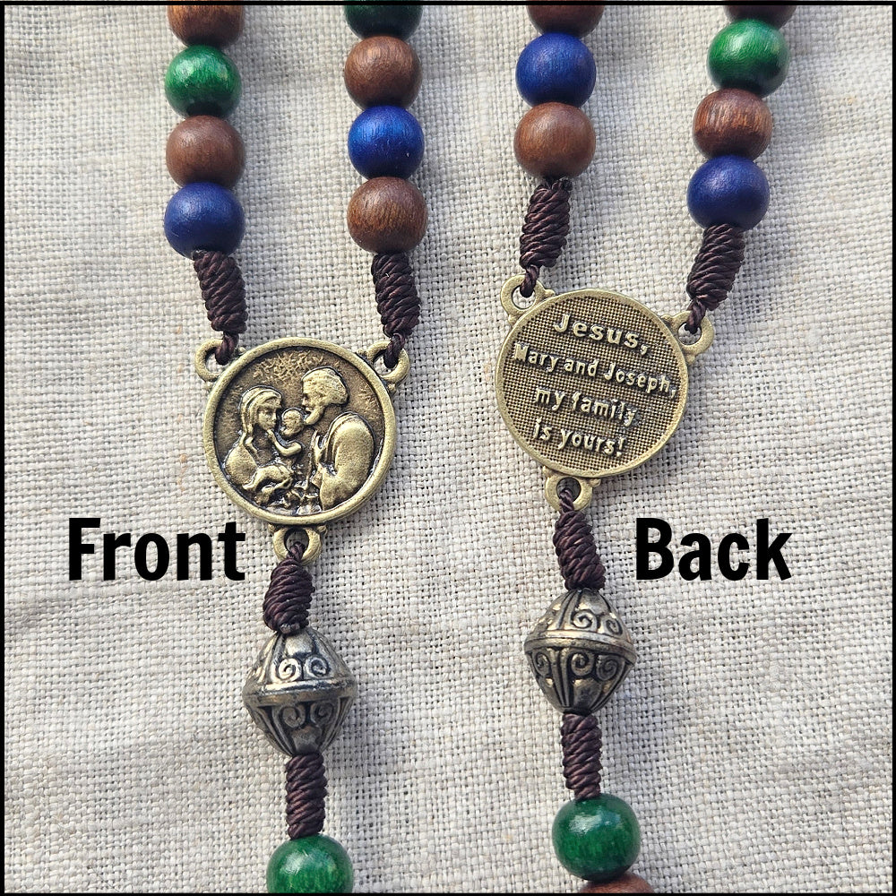 Holy Family Wooden Rosary - New colors for Christmas