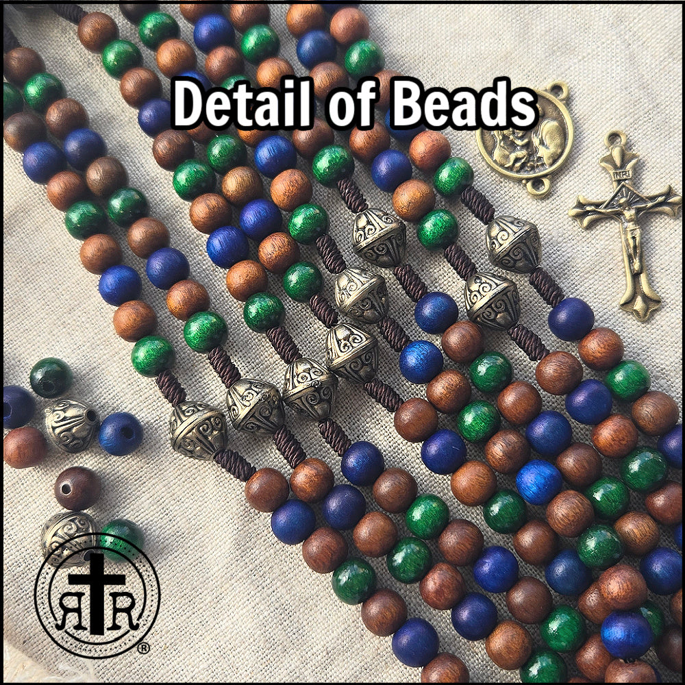 Holy Family Wooden Rosary - New colors for Christmas