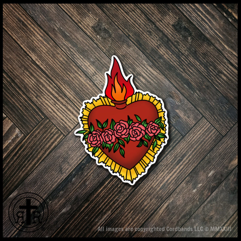 Immaculate Heart with Roses - Catholic Faith Stickers