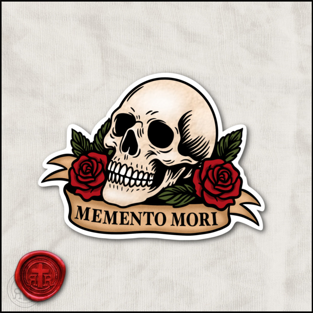 Memento Mori with Flowers Sticker - Catholic Faith Stickers