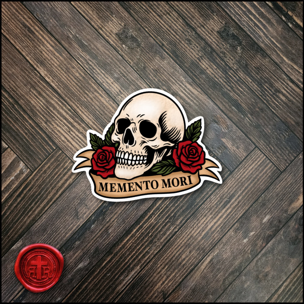 Memento Mori with Flowers Sticker - Catholic Faith Stickers