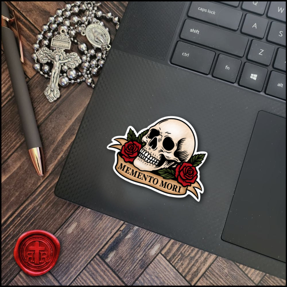 Memento Mori with Flowers Sticker - Catholic Faith Stickers