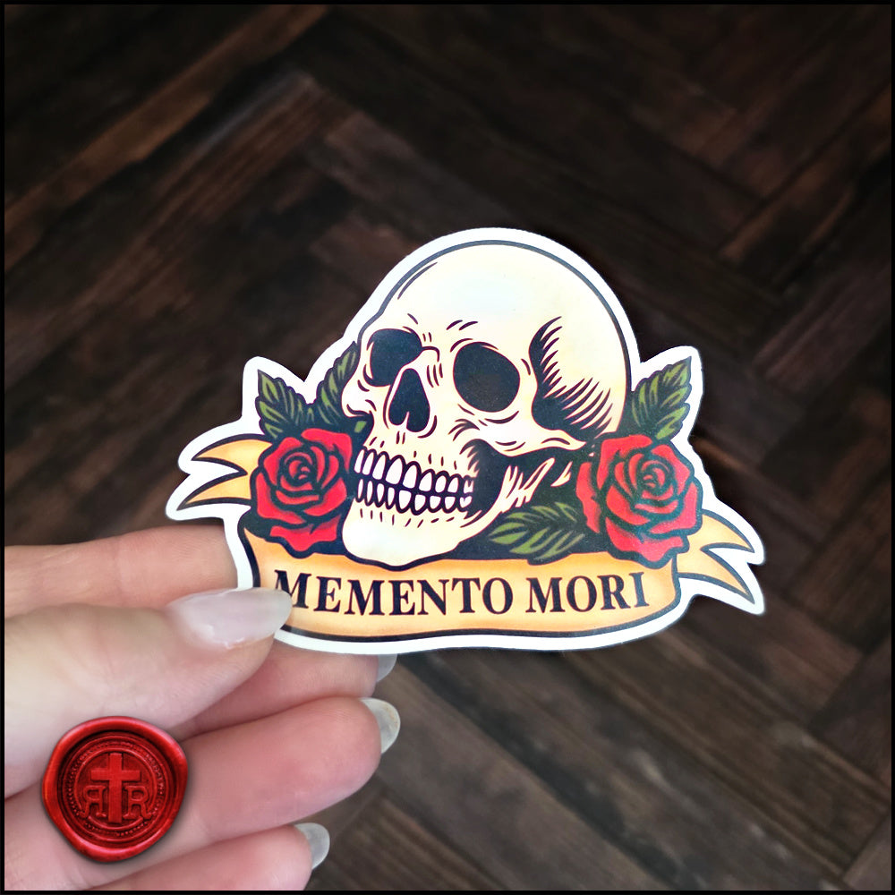 Memento Mori with Flowers Sticker - Catholic Faith Stickers