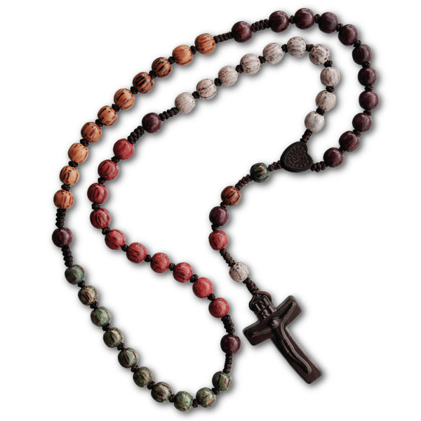 Nature's Harvest Rosary - Subtly Stained Wood Rosary - Rugged Rosaries®