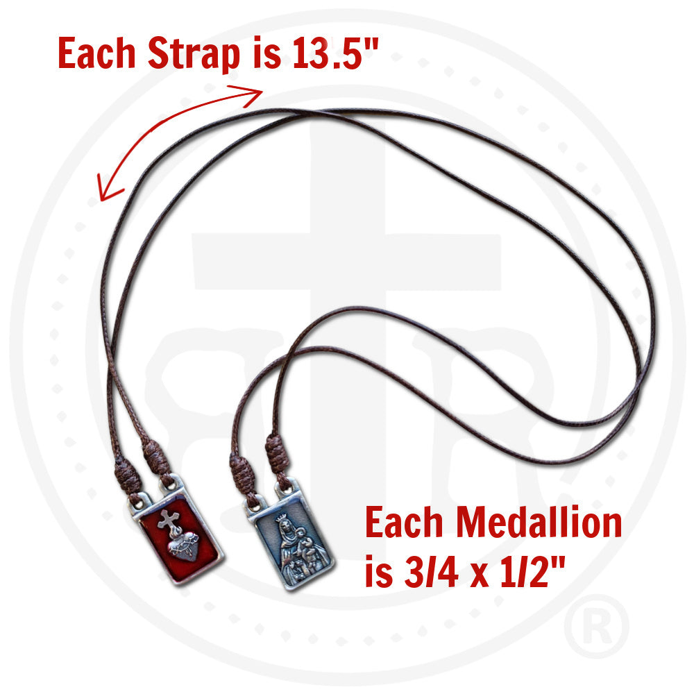 Striking Red Enameled Scapular with Wool Inserts -  Powerful Protection Catholic Gifts
