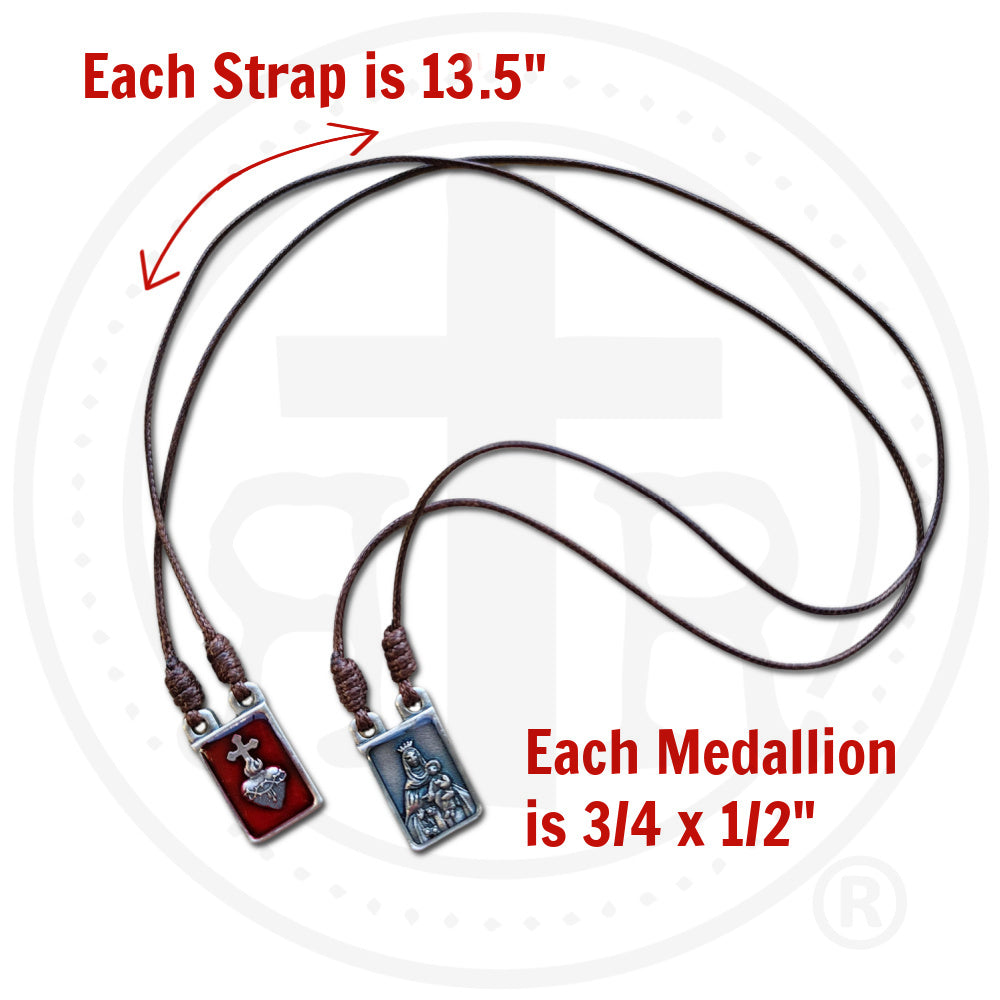 Scapular Accessory Red Enamel Scapular with Brown Wool Inserts - Catholic Gear - Rugged ...
