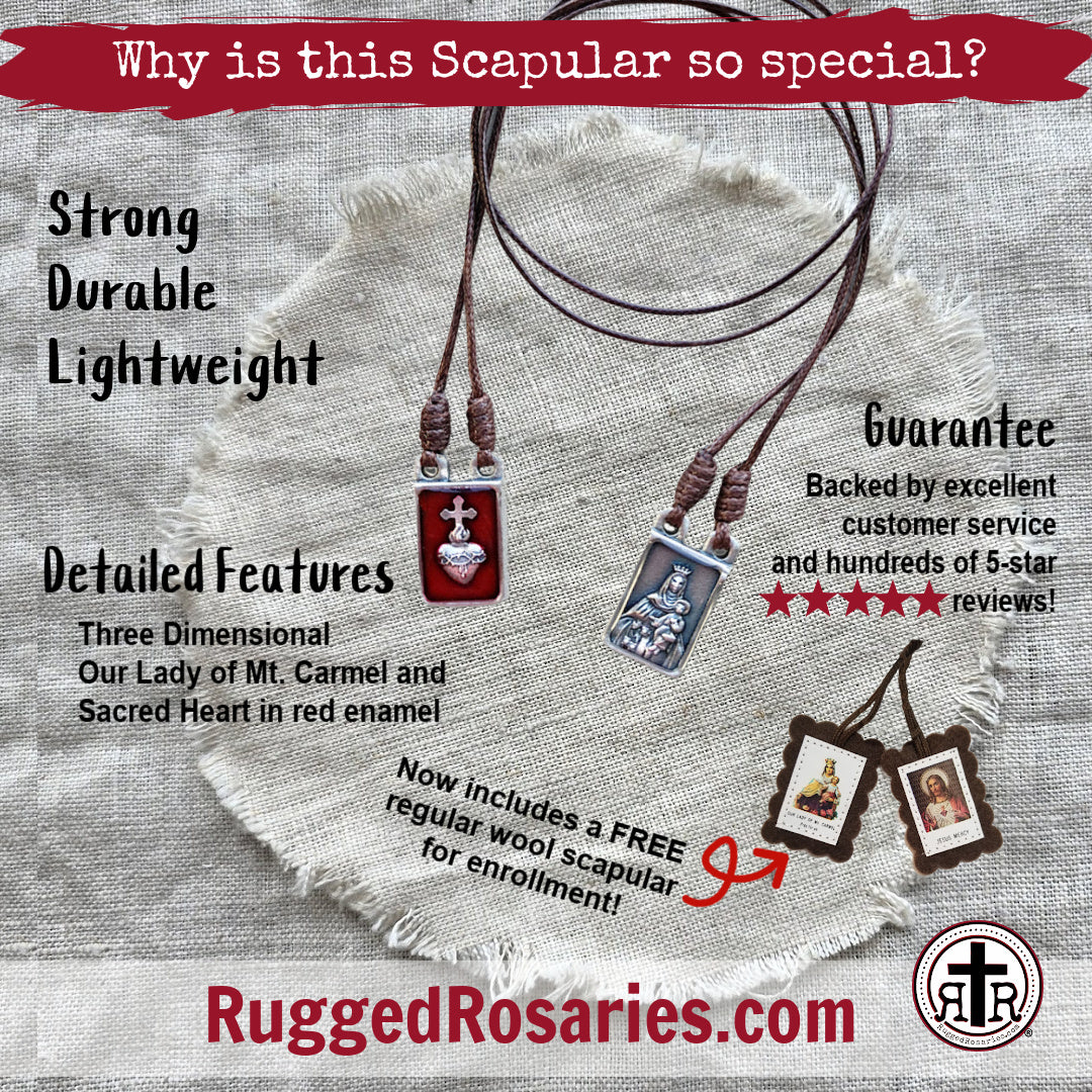 Striking Red Enameled Scapular  -  Powerful Protection Catholic Gifts