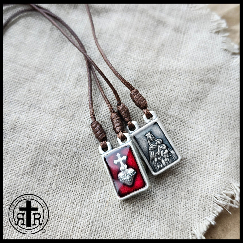 Striking Red Enameled Scapular  -  Powerful Protection Catholic Gifts