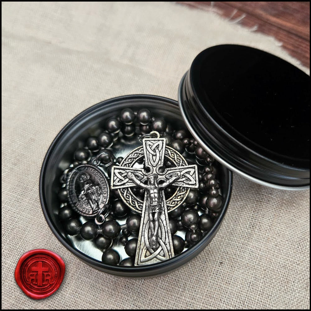 Celtic WWI Combat Rosary - Limited Edition - Rustic Gunmetal Finish