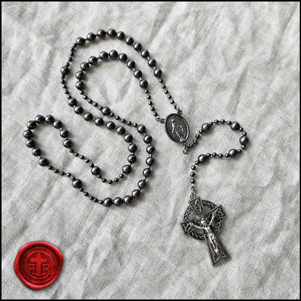 Celtic WWI Combat Rosary - Limited Edition - Rustic Gunmetal Finish