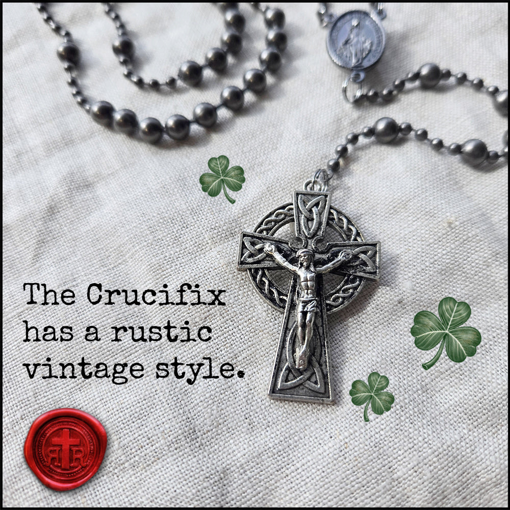 Celtic WWI Combat Rosary - Limited Edition - Rustic Gunmetal Finish