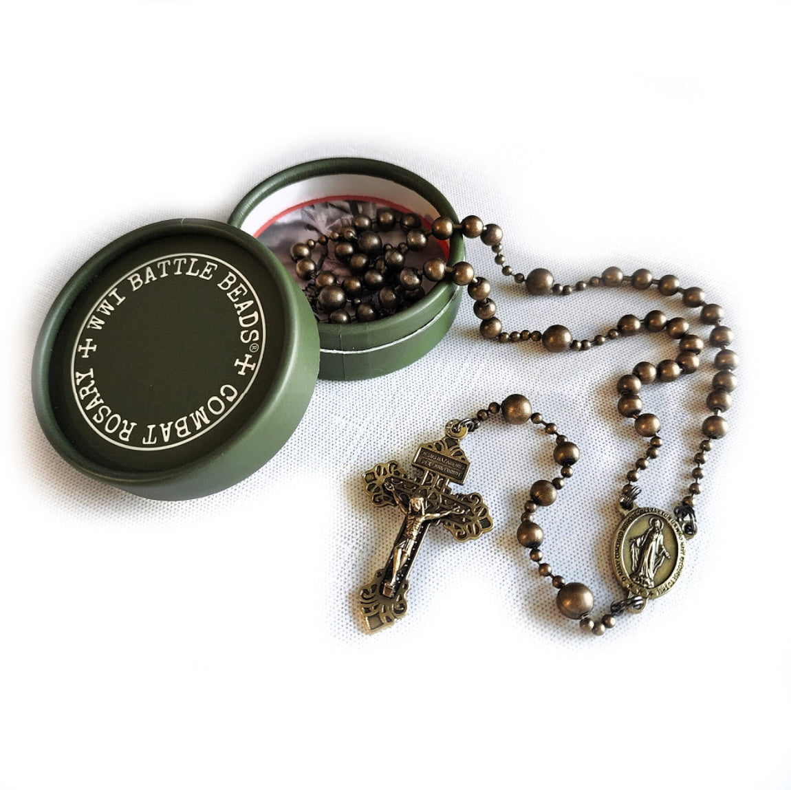 WWI Battle Beads Combat Rosary - Brass Patina