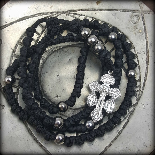 y- Knotted Combat Paracord Rosary Samples