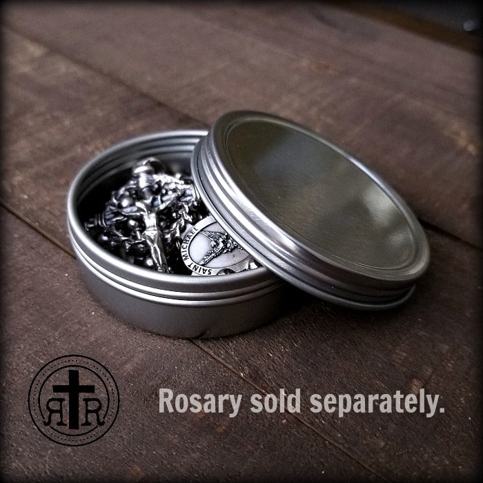 Small Rosary Tin - Silver or Brass Color