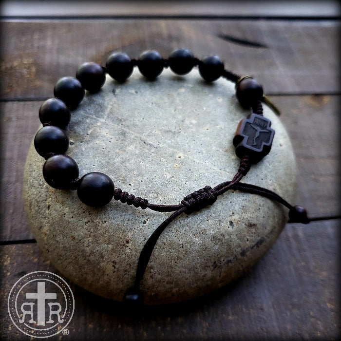 LIMITED EDITION Jujube Wood Rosary Bracelet -Adjustable