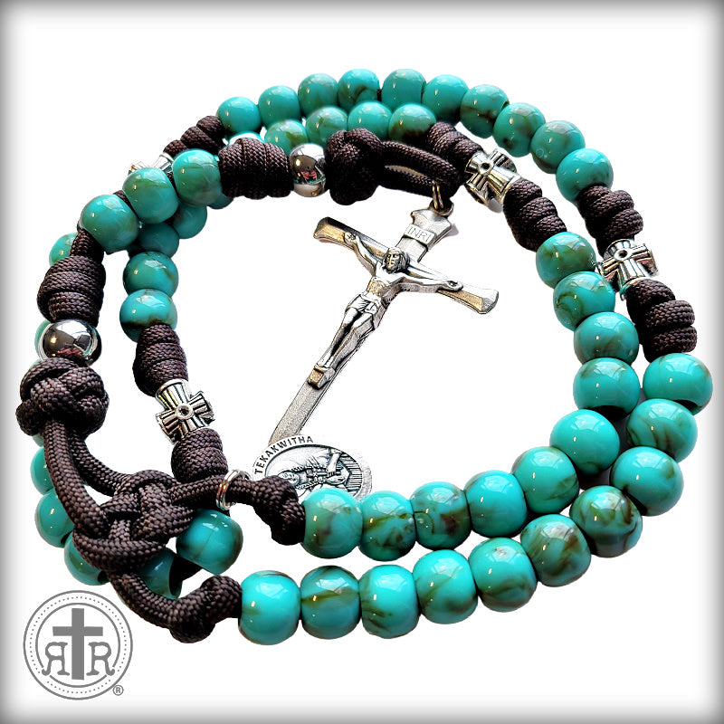 Turquoise Finished Genuine Howlite Round Rosary Bracelet – Sacred Heart  Gifts & Apparel