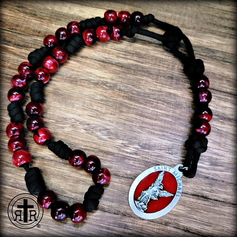 Rugged Paracord St. Michael Chaplet - Red Medal
