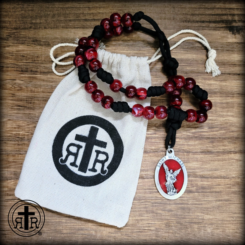 Rugged Paracord St. Michael Chaplet - Red Medal - Rugged Rosaries®