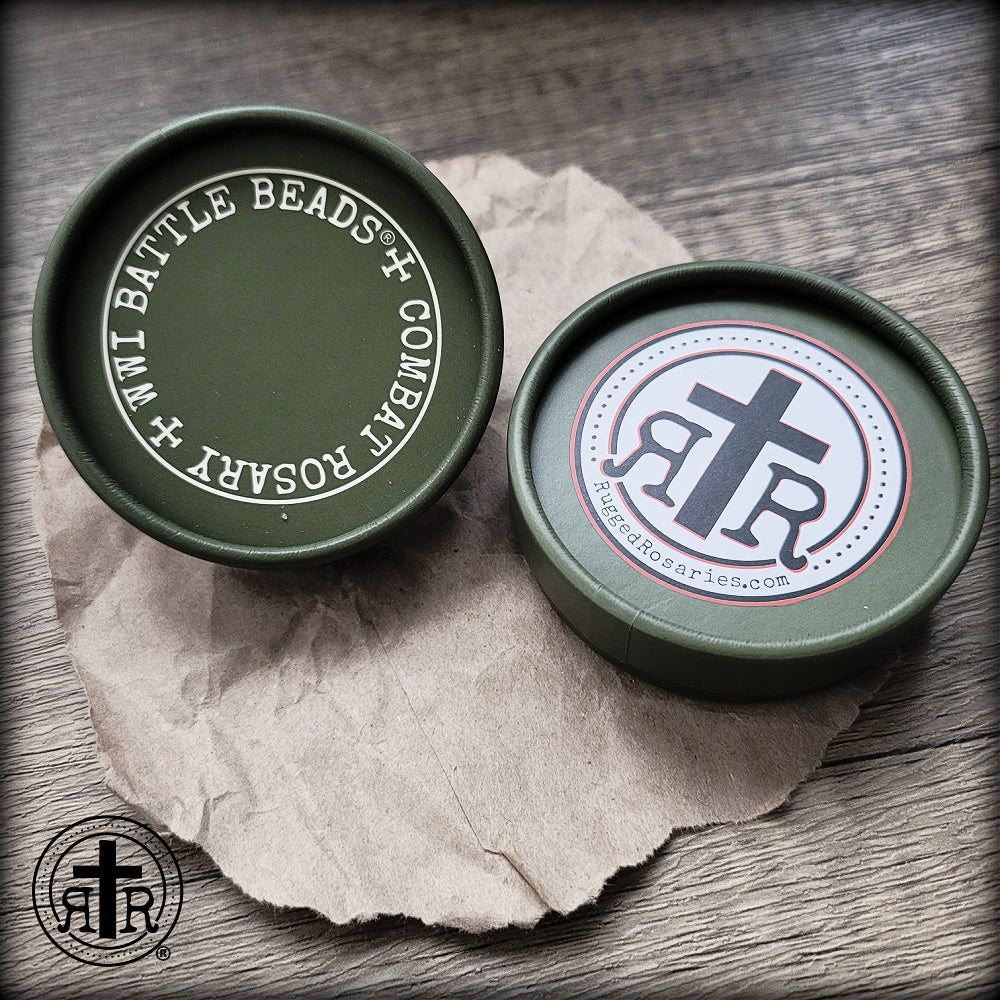 Extra Army Green WWI Battle Beads Tube Box