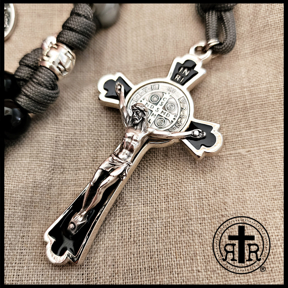 Traditional Rosary Necklace Five Decade Silver Black Catholic Prayer B – JB  Jewelry BLVD