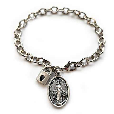 Consecration to Mary Chain Bracelet for Women - Antique Silver