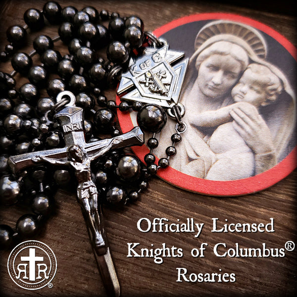 Knights of Columbus Combat Rosary Gunmetal KofC Catholic Rosary Ball chain pull chain