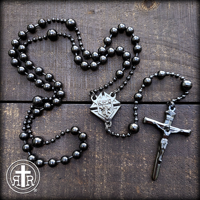 Knights of Columbus WWI Battle Beads Rosary in Gunmetal