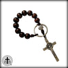 NEW! Leather, Wood, Silver St. Benedict Tenner Rosary - With Keyring