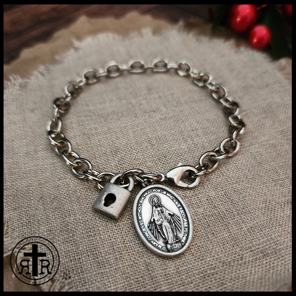 Patron Saint Medals Sterling Silver Bracelet | Discount Catholic Products