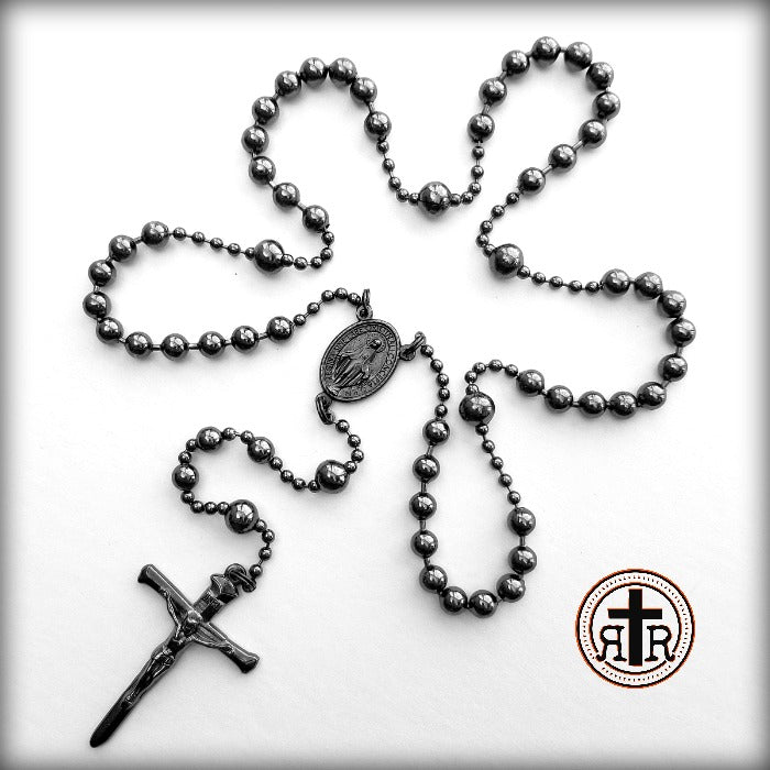 WWI Gunmetal Combat Rosary for Catholic