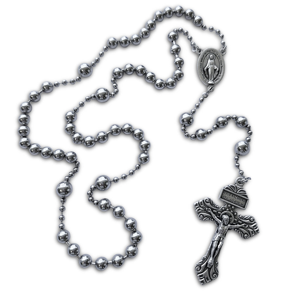 The WWI Combat Rosary in Silver from Rugged Rosaries