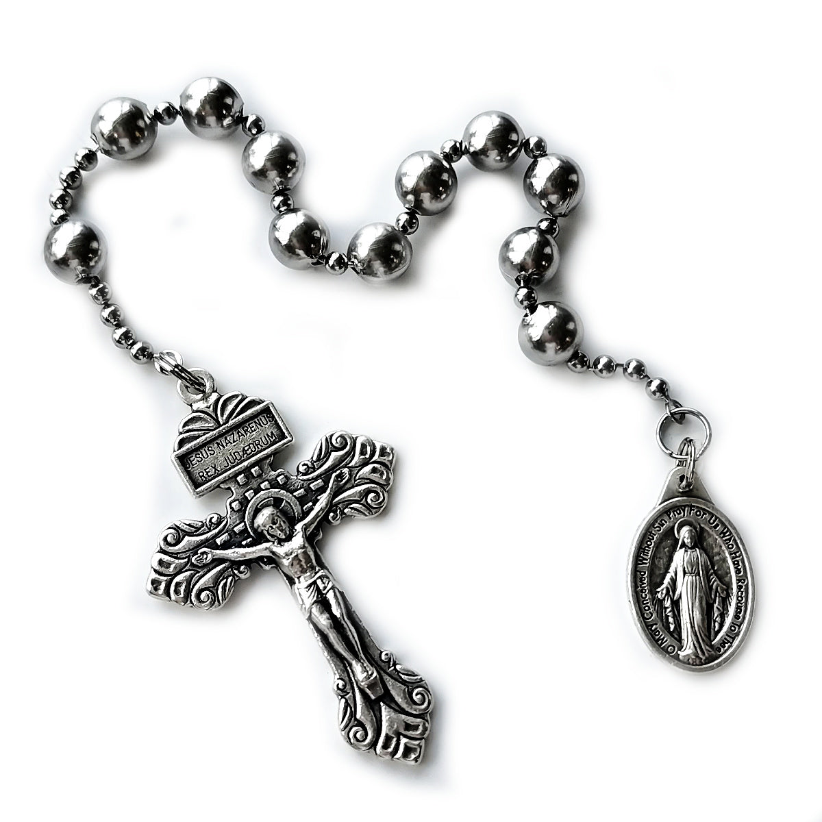 Combat Rosary Pocket , one decade rosary, combat rosary, wwi rosary, pullchain rosary, ballchain rosary