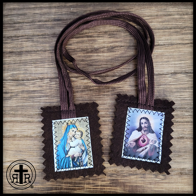 Brown Scapular of Our Lady of Mt. Carmel and the Sacred Heart of Jesus